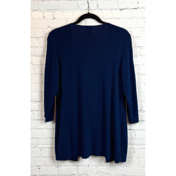 CHICO'S TRAVELERS royal blue knit open front chains cardigan sweater 0 (S) NWOT - Picture 7 of 8